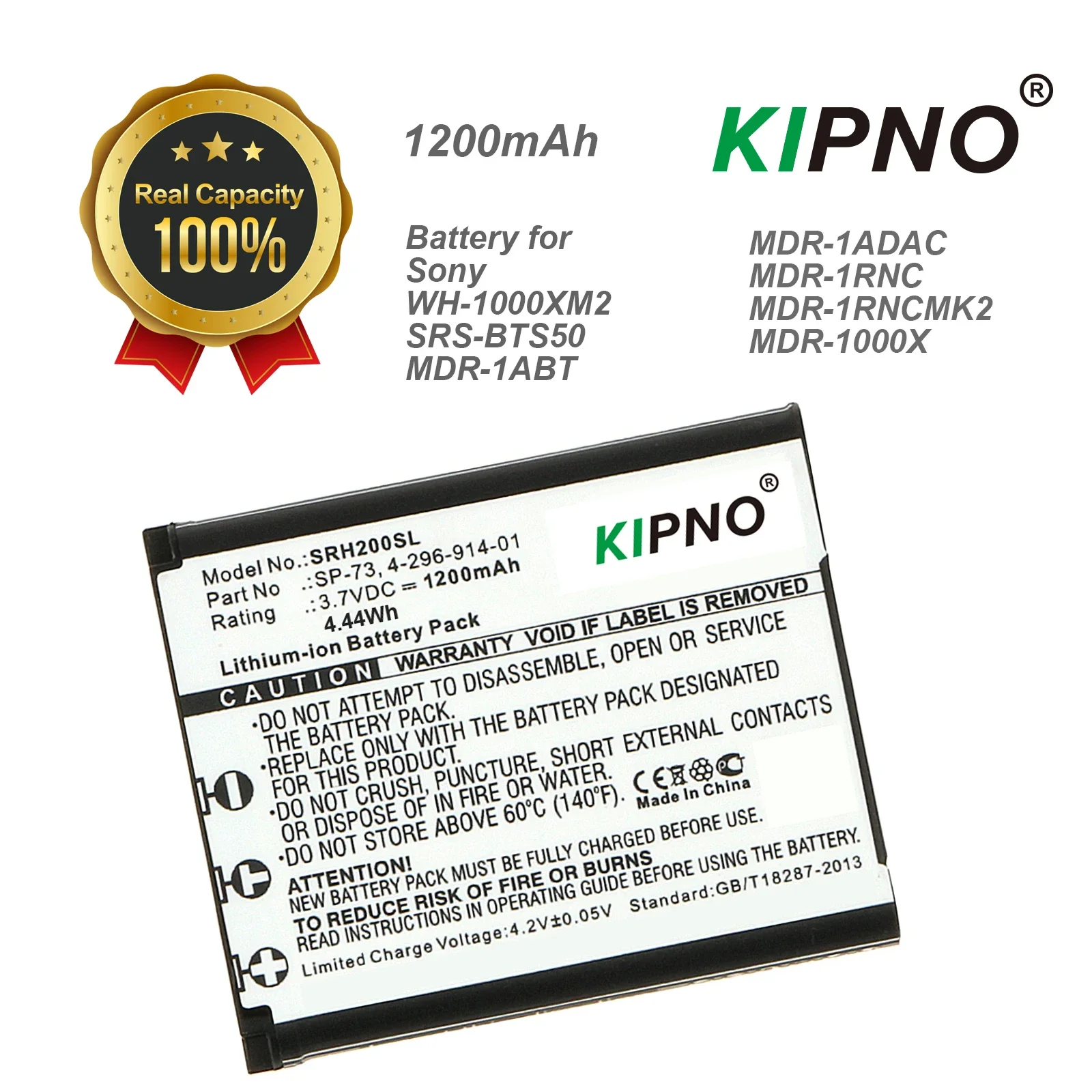 

Replacement Battery for Sony:WH-1000XM2,SRS-BTS50,MDR-1000X(1ABT,1ADAC,1RNC,1RNCMK2),PHA-1(1A,1AEU),4-296-914-01,Speaker-1200mAh