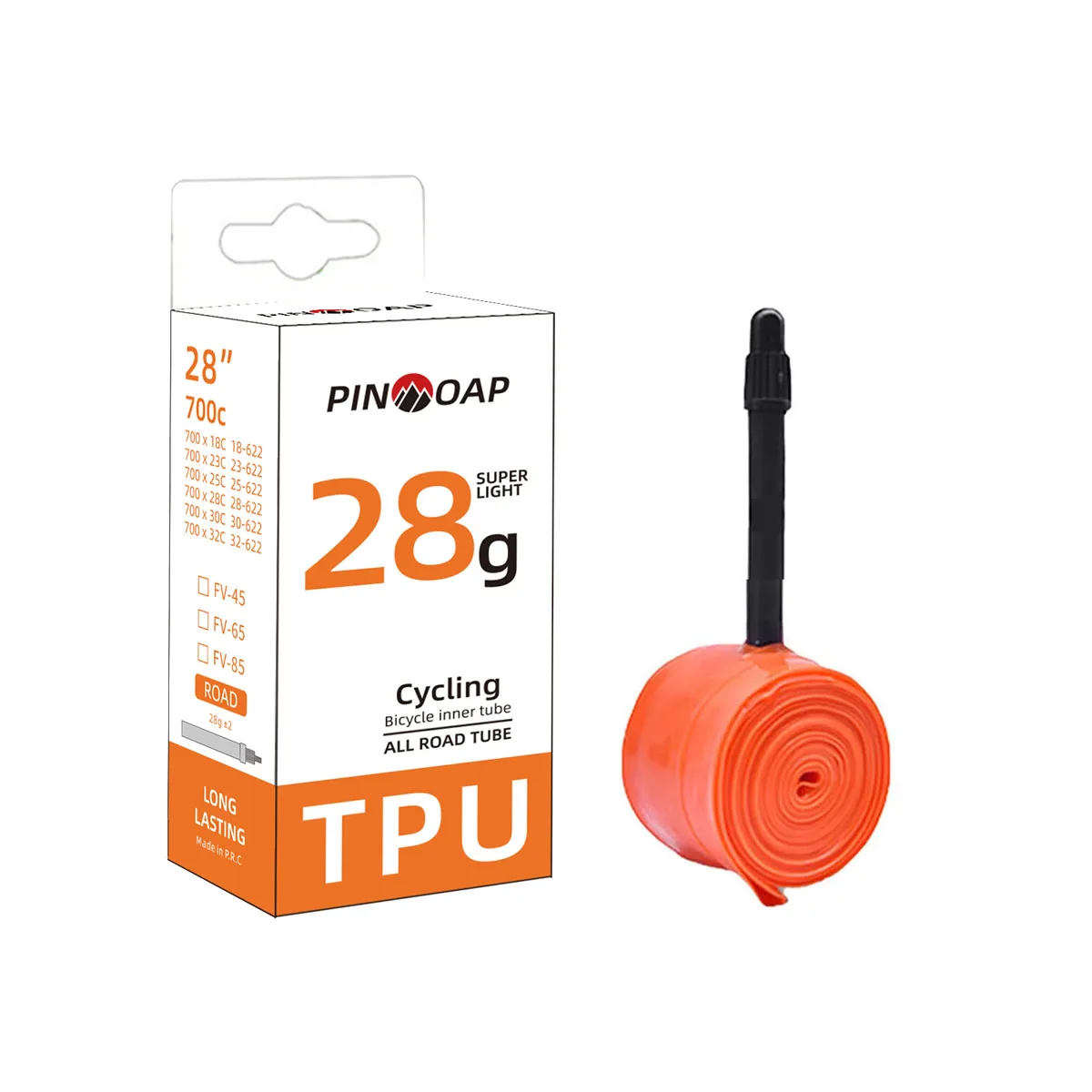 PINMOAP 45/65/85 مللي متر بولي TPU الطريق دراجة الأنبوب الداخلي 700x18c/32c خفيفة للغاية ودائم المضادة للثقب ومقاومة درجات الحرارة العالية