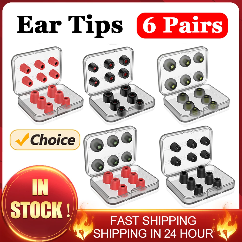 6 Pairs (12PCS) Memory Foam Ear Tips Original KZ Noise Isolating Ear Plug Comfortable S M L Size For In Ear Earphone Accessories