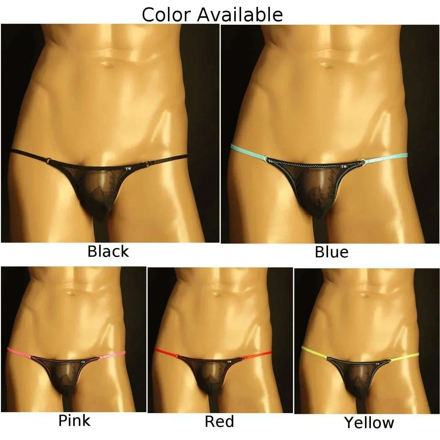 Transparent Mesh Thong Men Sexy Underwear Breathable Panties Briefs See Through Ultra-thin Underpants -Penis Pouch G-string