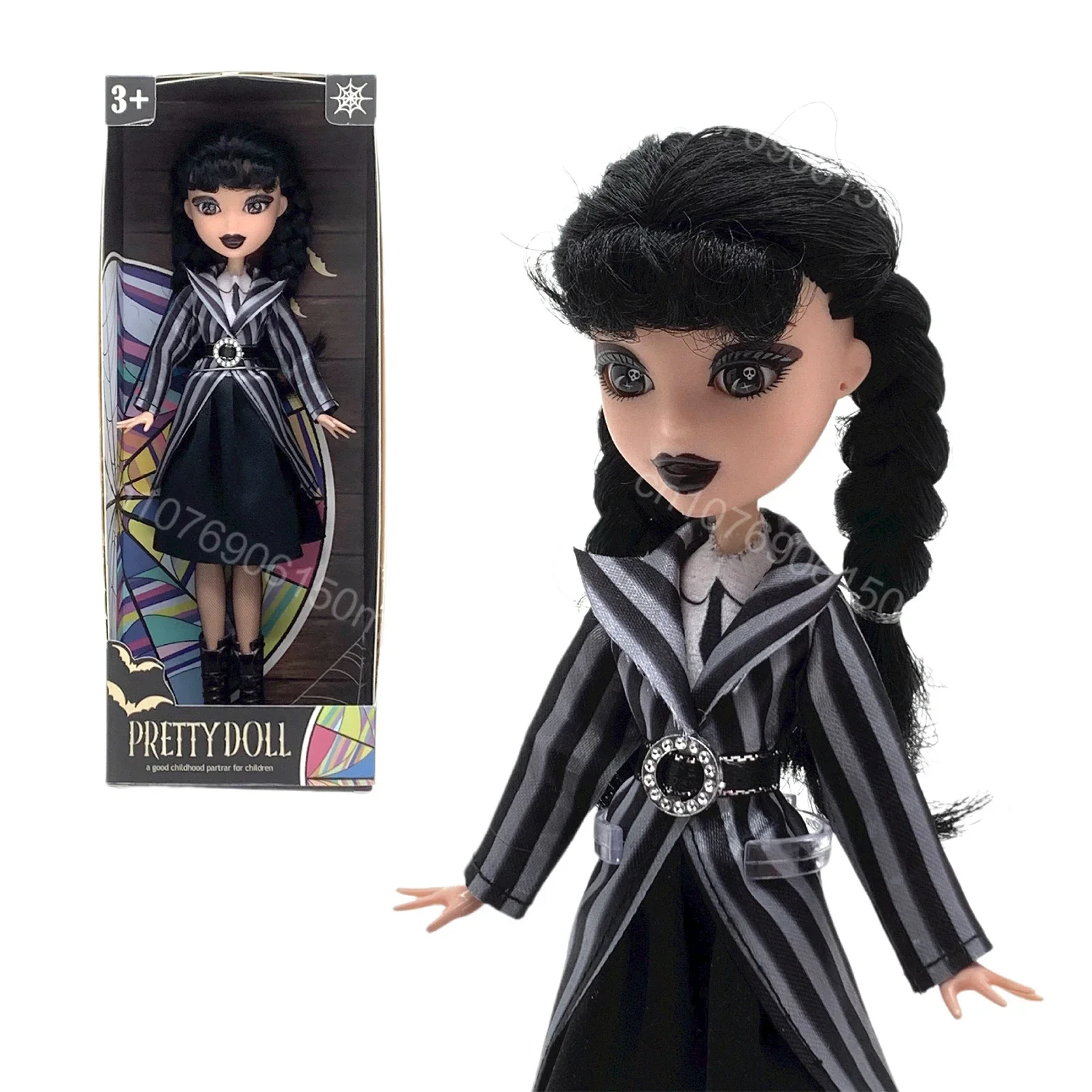 Quarta-feira addams figuras de ação dos desenhos animados novos brinquedos das crianças addams família boneca quarta-feira boneca decoração do quarto com suporte boneca