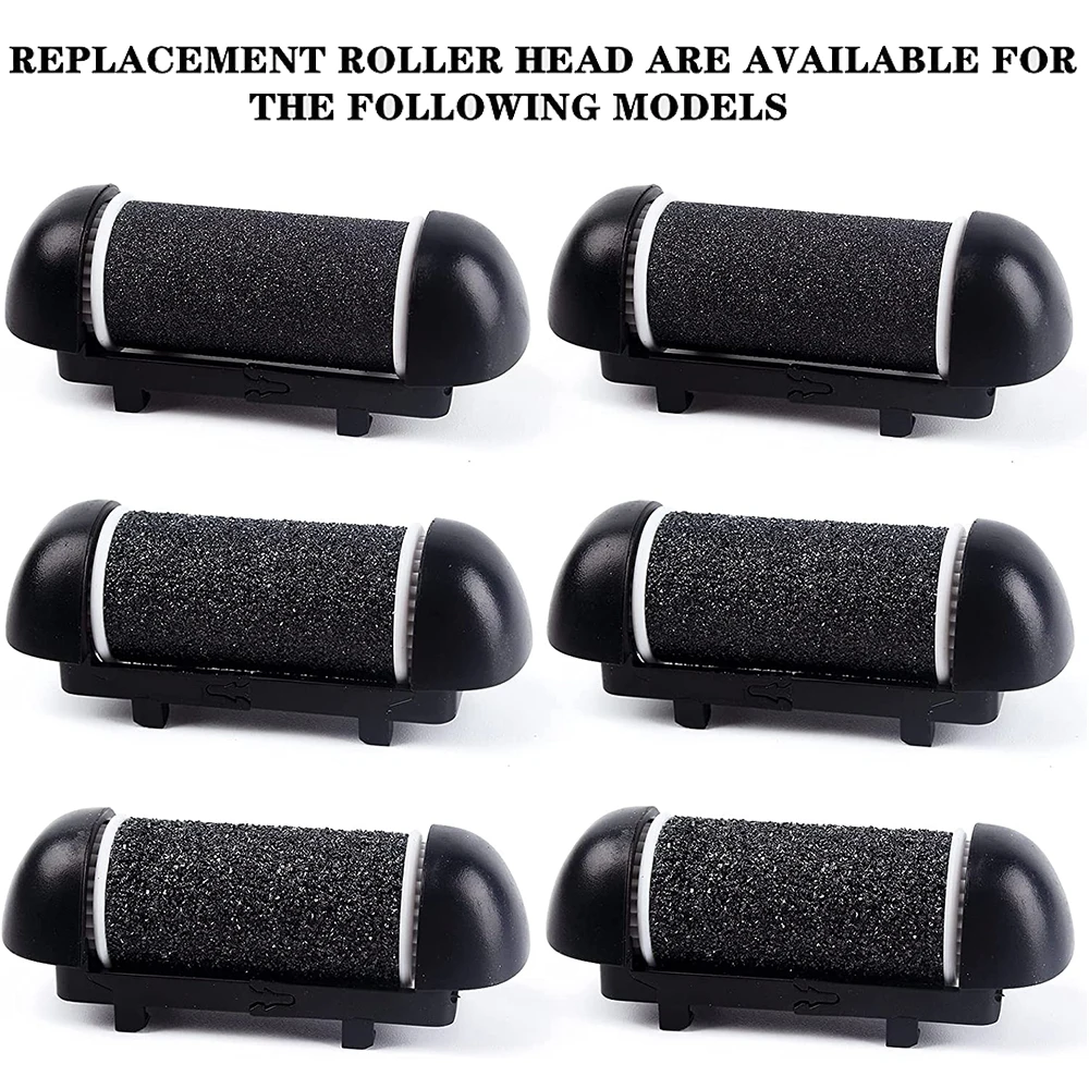 6 Pcs Foot Care Tool Heads Hard Skin Remover Refills Replacement Rollers for Cracked Heels Calluses and Dead Skin Black