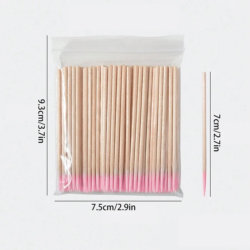 100Pcs Disposable Wooden Single Tip Cotton Swabs Nail Eyelash Special Ultra Fine Tool Beauty Make-up Removal Applicator