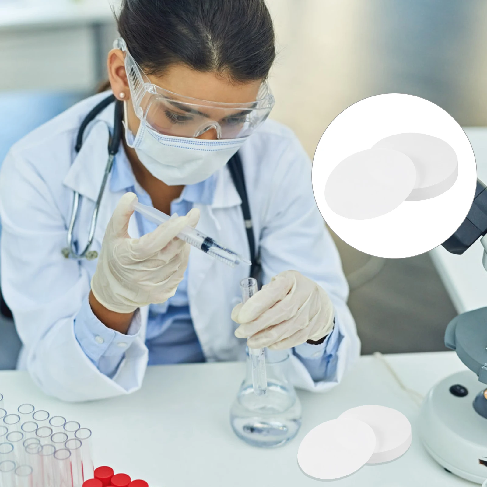 200pcs Qualitative Filter Paper Medium Speed Round Cellulose Sheets Lab Chemical Analysis Funnel Disk Buchner