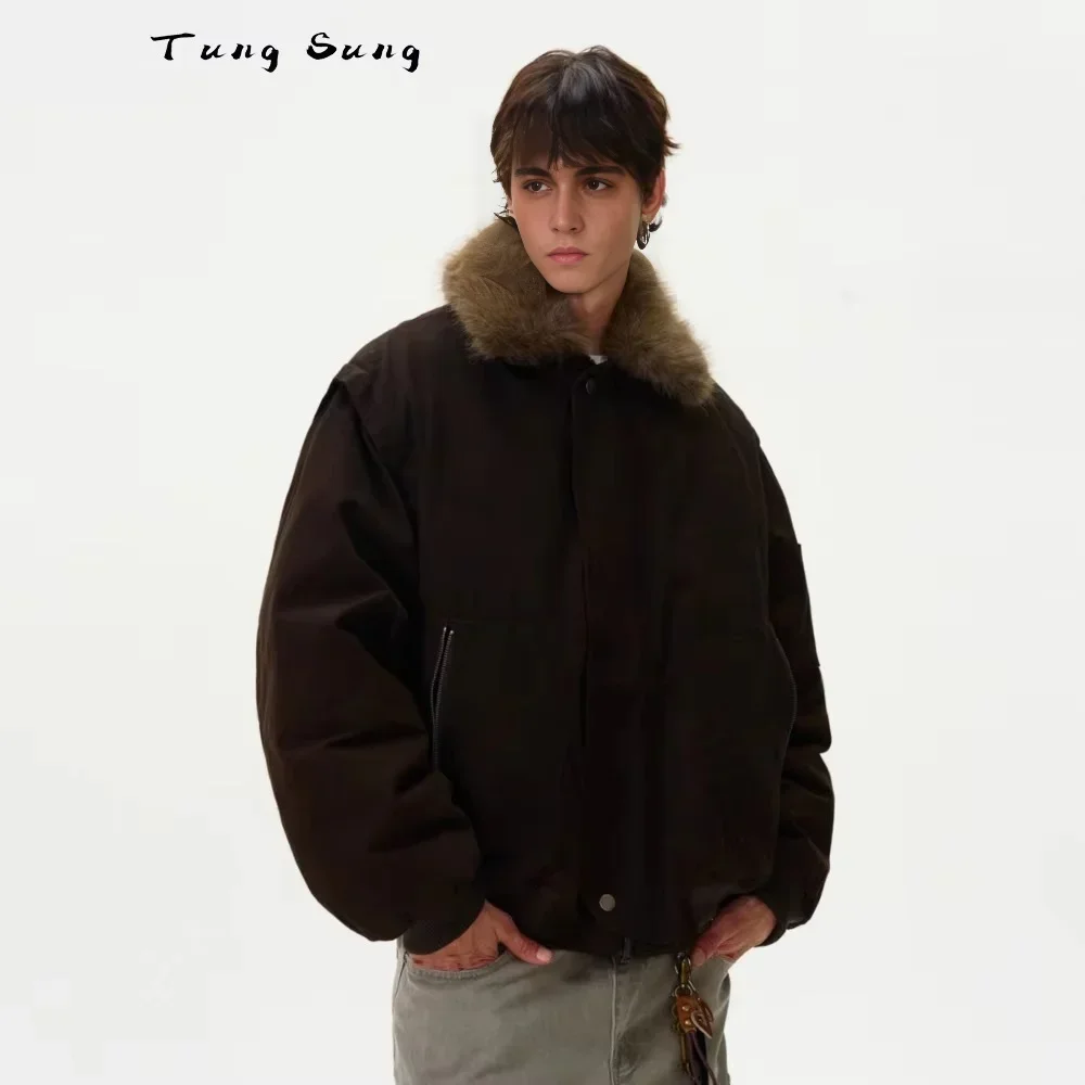 Tung Sung Fur Collar Down Jacket Men's and Women's American Street Wear Down Coats