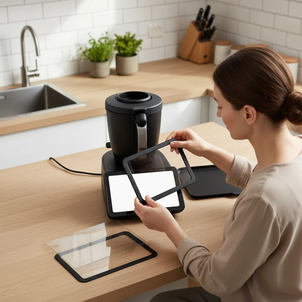 

2pcs Thermomix= TM7 Tempered Glass Screen Protectors And 1pcs Silicone Screen Covers HD Clear Tempered Glass Protection Glass