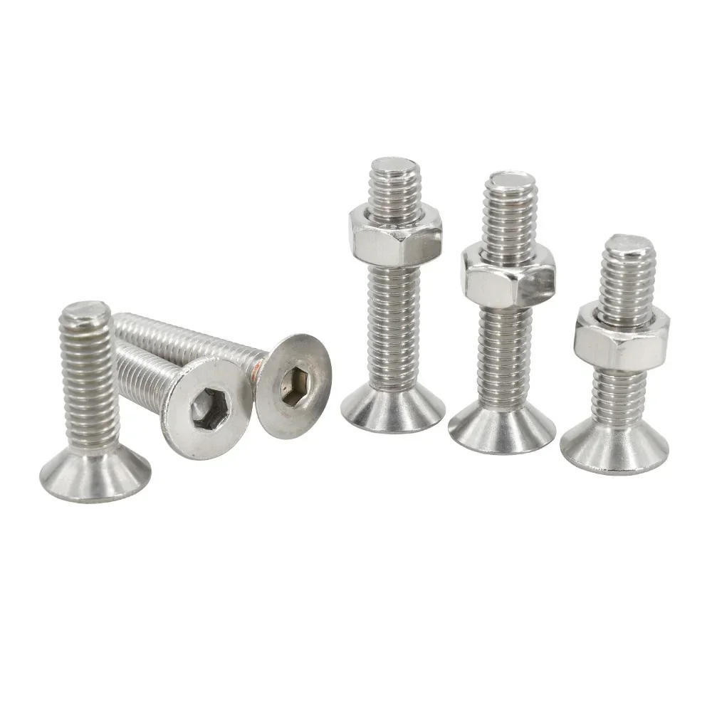 Metric Threaded Machine Screws Gasket Washer Set M2 M3 M4 M5 M6 304 Stainless Steel Hex Countersunk Bolt and Nuts Spacer Kit