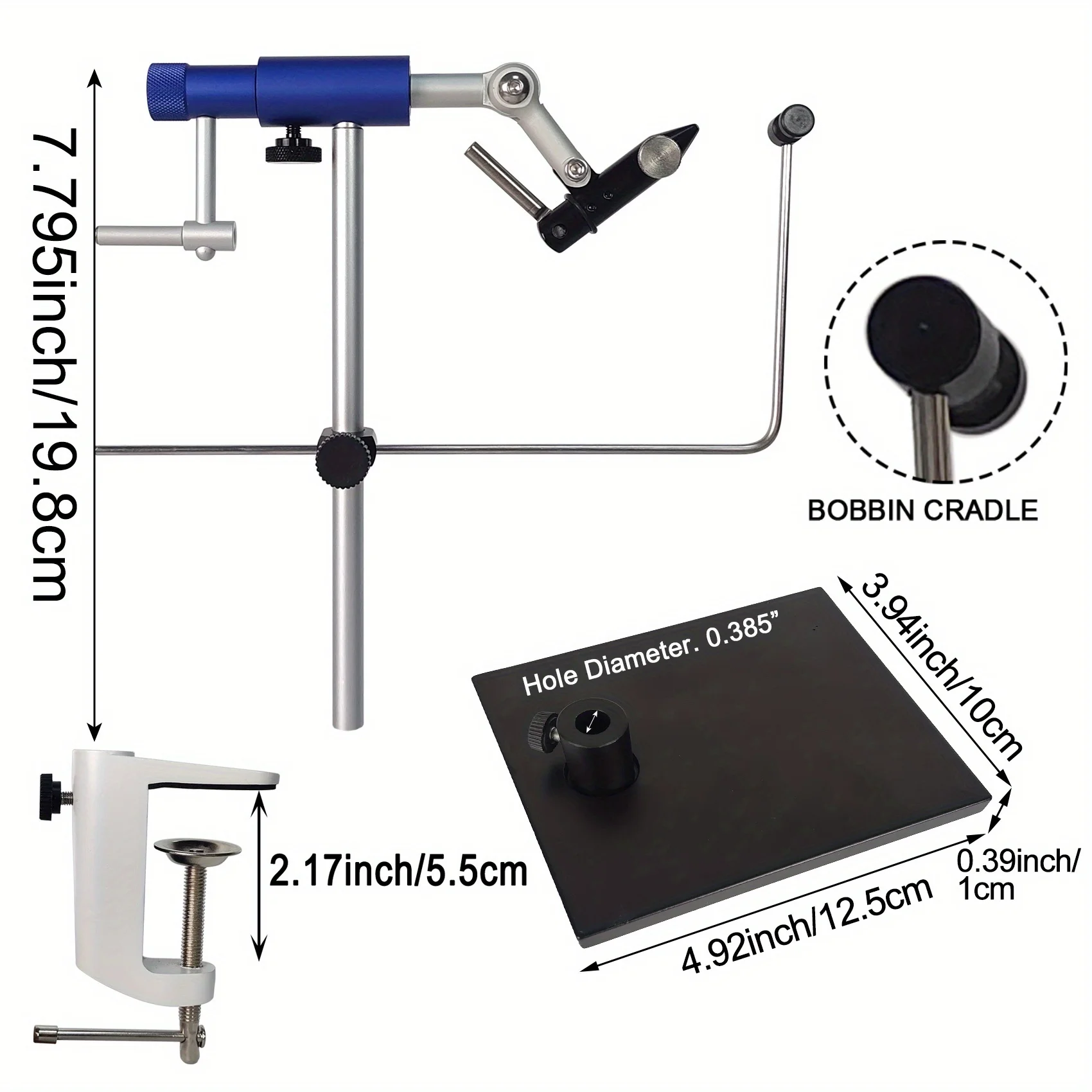 360° Rotatable Fly Tying Vise with Sturdy Base Premium Aluminum Adjustable Precision Tool Vise for Bait Making