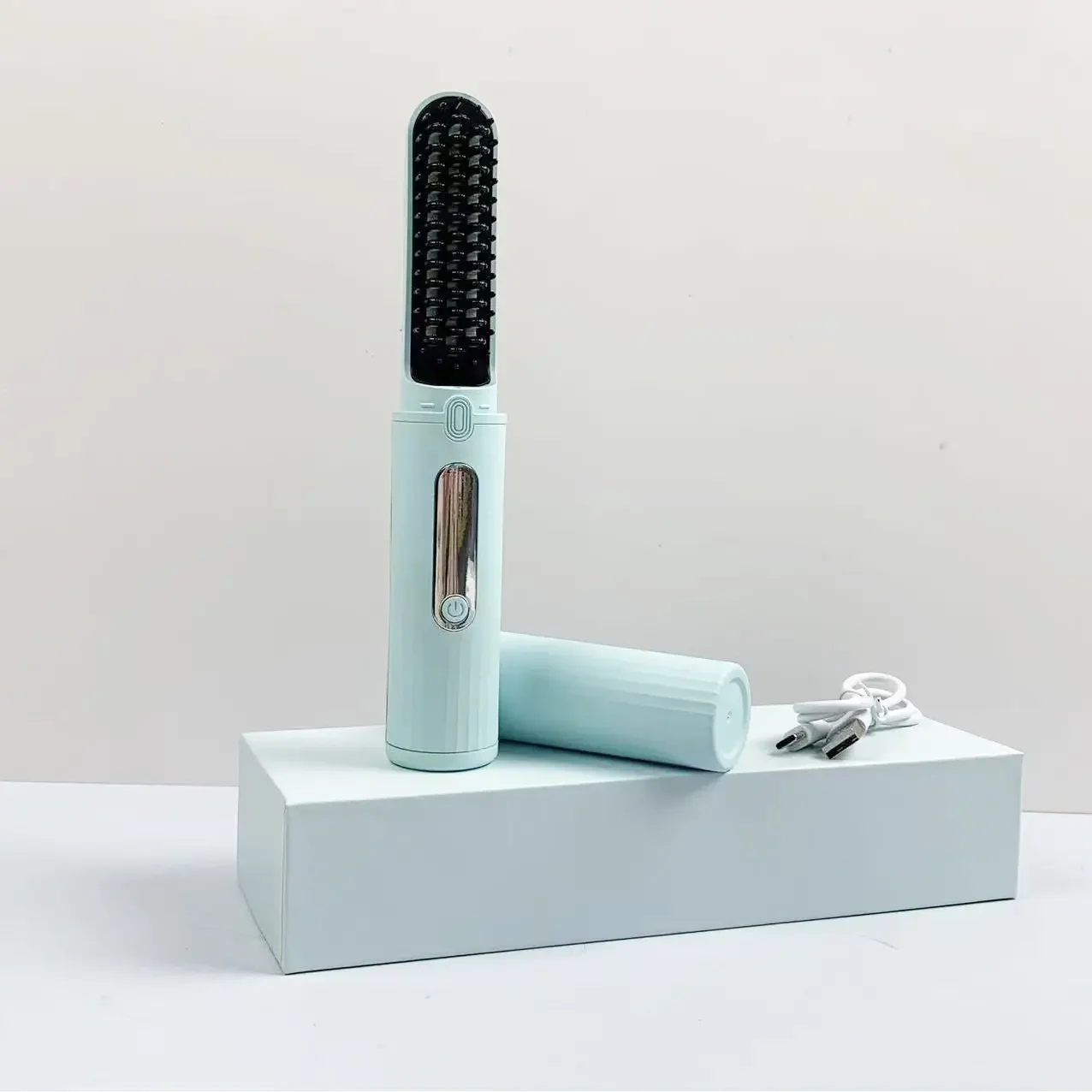 Беспроводной выпрямитель для волос 2 в 1, расческа, мини-выпрямитель с зарядкой через USB, быстрый нагрев, отрицательные ионы, уход за волосами, инструменты для укладки волос