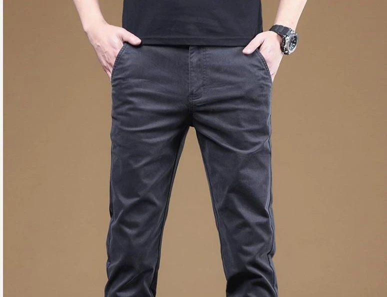 Hochwertige Dünne Baumwoll-Herrenhose Trendige Vielseitige Elastische Leichte Business-Hose Formelle Gerade Arbeitshose – Detail 3