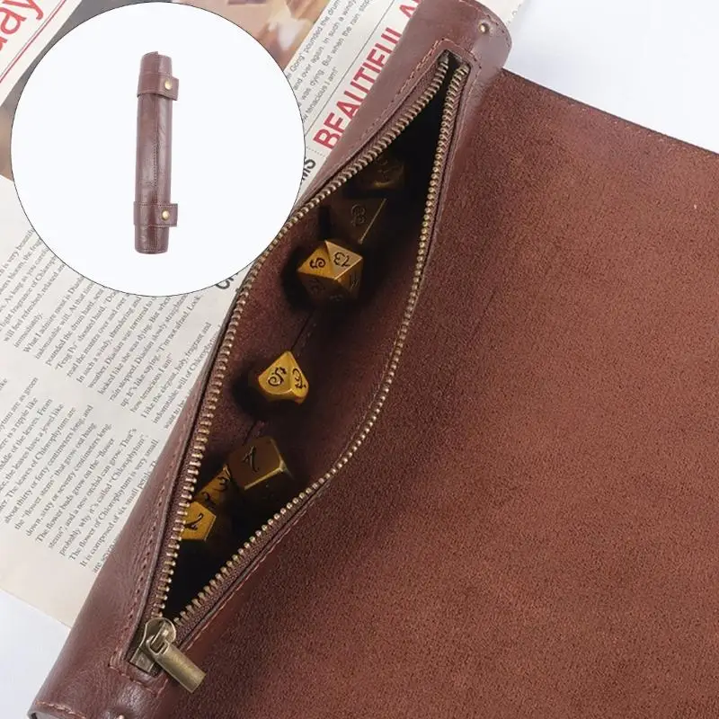 

R6FE Quiet Gaming Dices Bag Rolles Up PU Leather Zippers Security Feature Portable