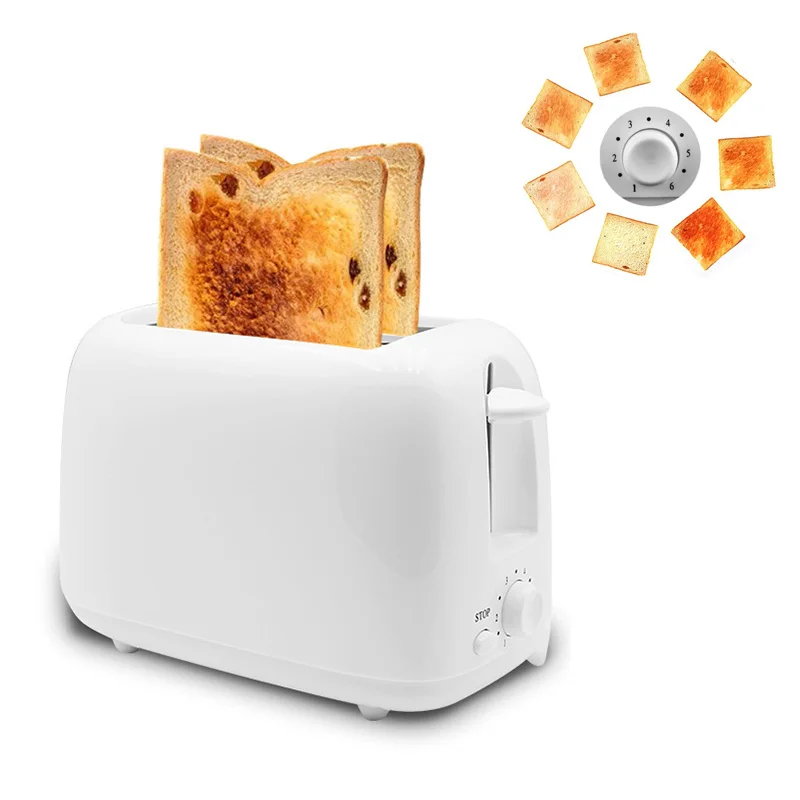 Electric 2 Slices Toaster 6 Gears Baking Optional Timing Automatic Pop Up Mini Bread Breakfast Maker Kitchen Toast Machine