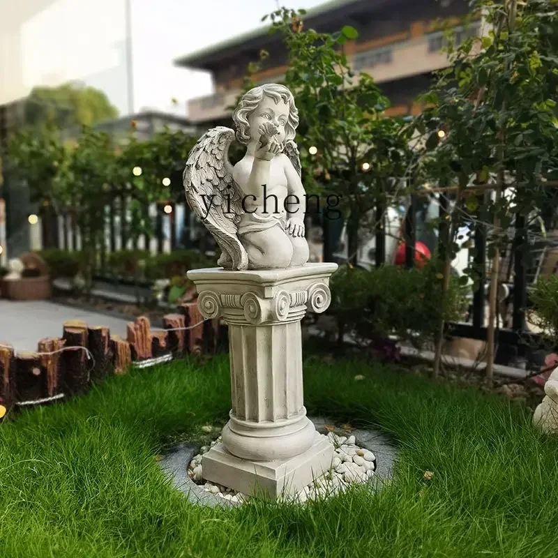 BJ-22 Roman Column Decorative Modeling Angel Ornament Outdoor Park Shopping Mall Garden Courtyard Creative Landscaping Fairy Gar