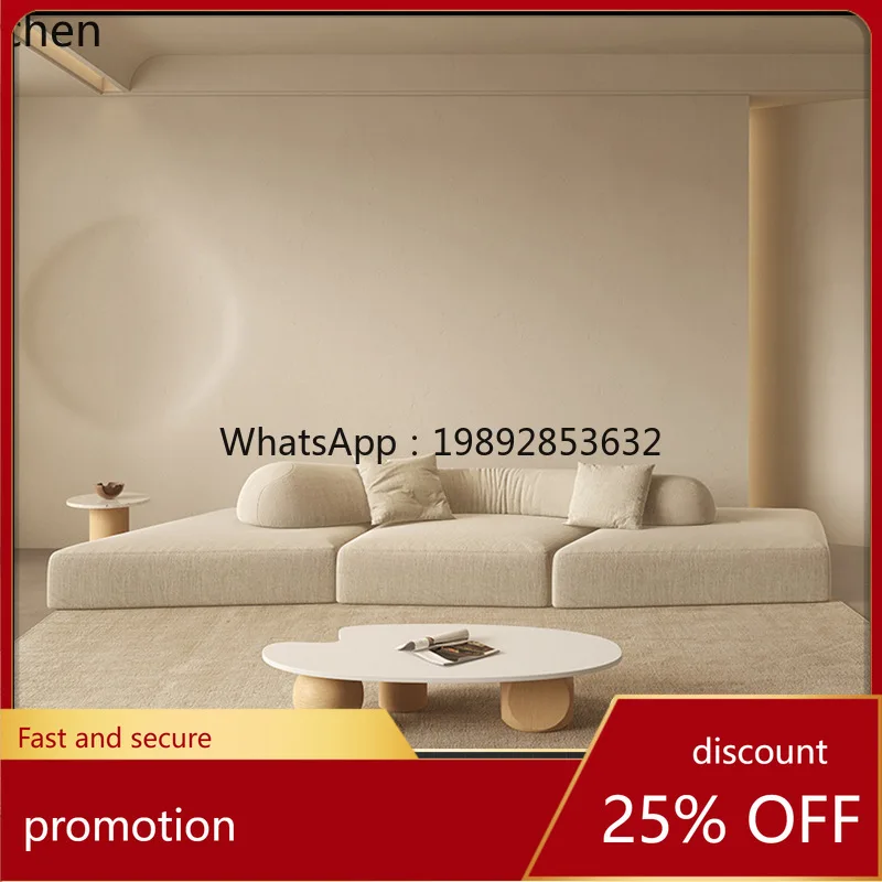 

HT Rock Fabric Sofa Living Room Irregular Large Apartment Villa Hotel Light Luxury1