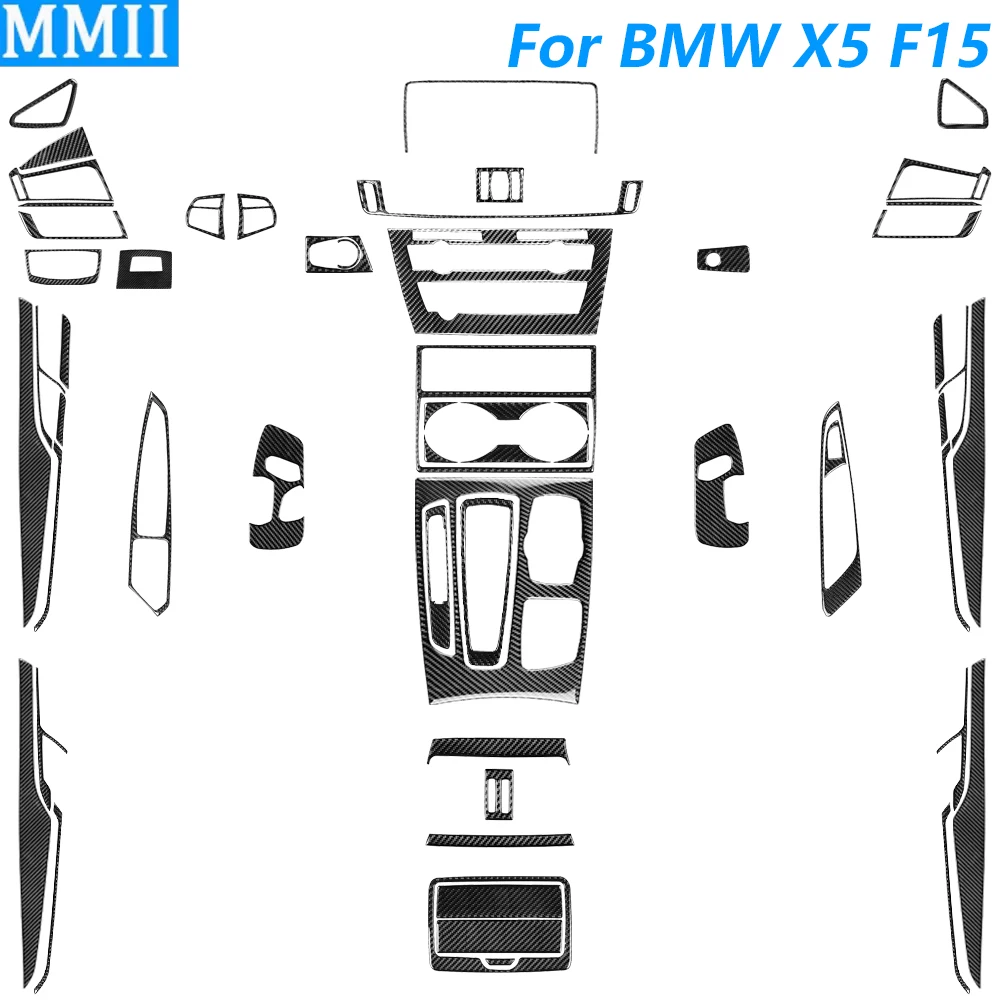 For BMW X5 F15 2014-2018 Carbon Fiber Gear Shift Air Vent Outlet Center Console Panel Trim Set Car Interior Accessories Sticker