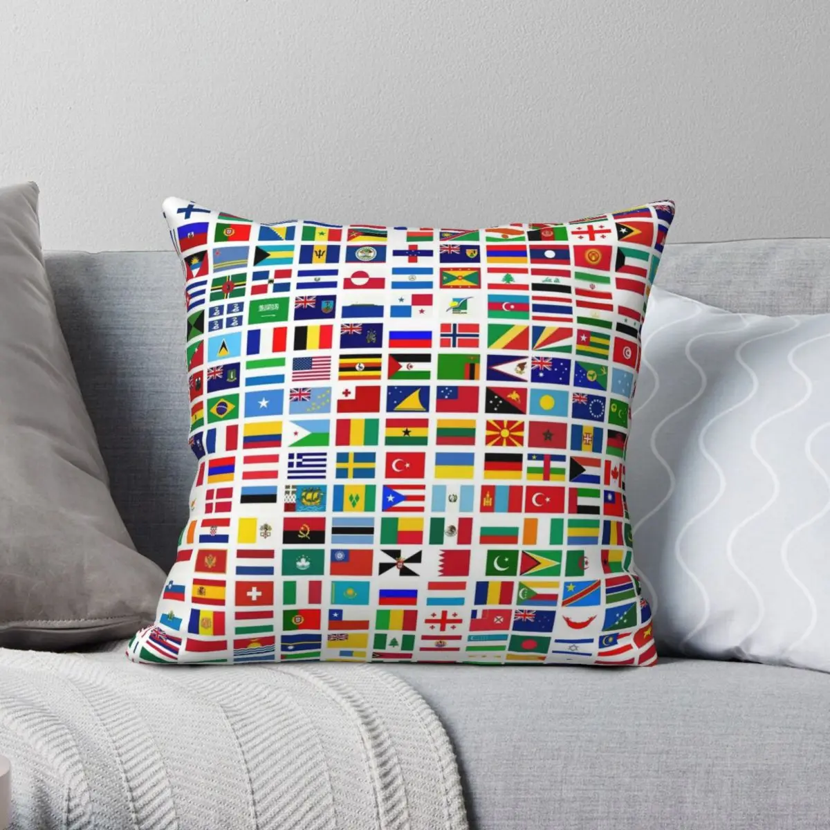 

Flags Of The World Square Pillowcase Polyester Linen Velvet Creative Zip Decor Throw Pillow Case Home Cushion Cover