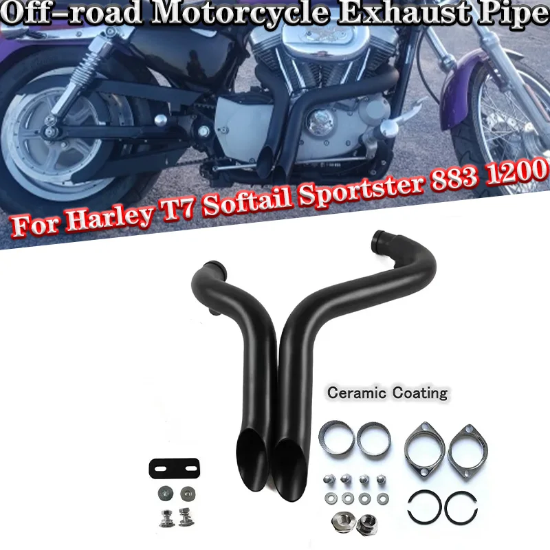 

Off-road Motorcycle Exhaust Pipe For Harley T7 Softail Sportster 883 1200 Electric Glide Drag Custom Forward Control Accessories