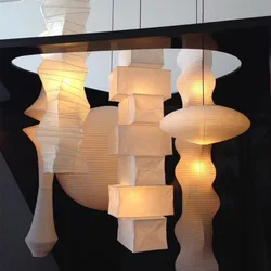 Lámpara de papel de arroz Akari japonés, lámpara colgante moderna Noguchi Yong, luz de diseño para esquina de dormitorio y sala de estar