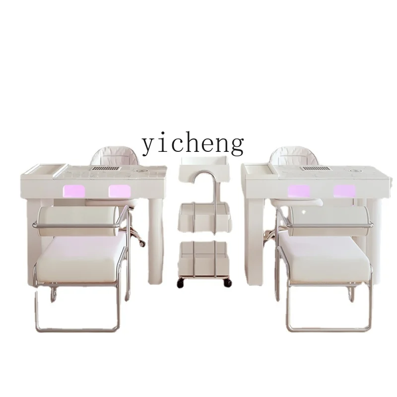 XL Manicure Table and Chair Set Embedded Second Generation High-Power Vacuum Cleaner Red Light Heating Lamp