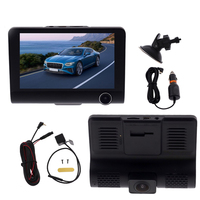 4 inch Black Box Car DVR Dashcam Dash Camera IPS HD Screen 1080P Dual Lens Video Recorder Front + Interior View Camera Dash Cam