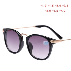 Oval Finished Myopia Sunglasses With Degree Fashion Metal Legs Short-sight Eyeglasses Diopter -1.0 -1.5 -2.0 -2.5 -3.0 -3.5 -4.0