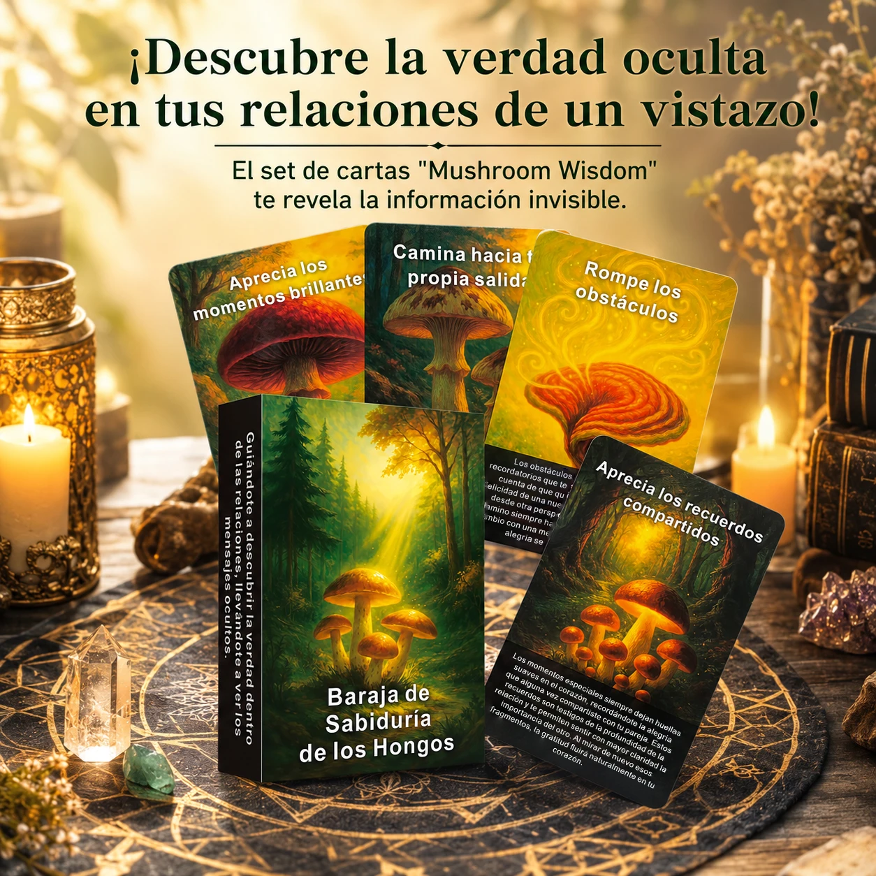 

Spanish Oracle Cards, Tarot Series, 48 Mushroom Theme Cards, Self-Insight, Emotional Insight, Daily Wisdom, Personal Growth Tool