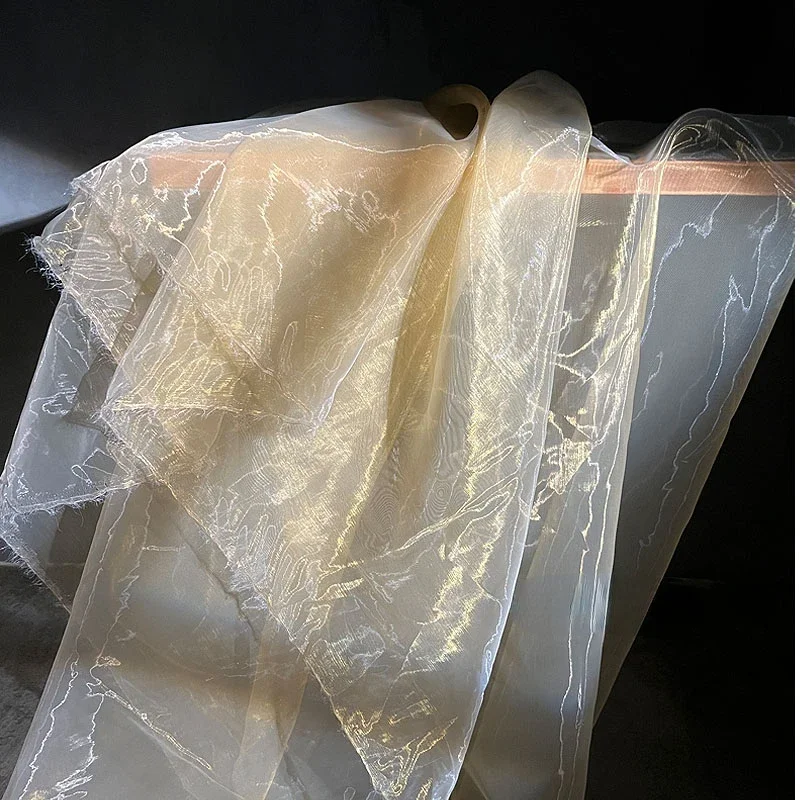 Organza Fabric Liquid Water Gloss Yarn Thin Transparent Hanfu Designer Clothing for Diy Sewing Wholesale Cloth Apaprel Material