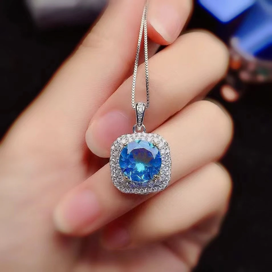 Dazzling Topaz Pendant Topaz Ring Jewelry Set for Wedding 10mm Natural Topaz Jewelry Set Solid 925 Silver Gemstone Jewelry Set