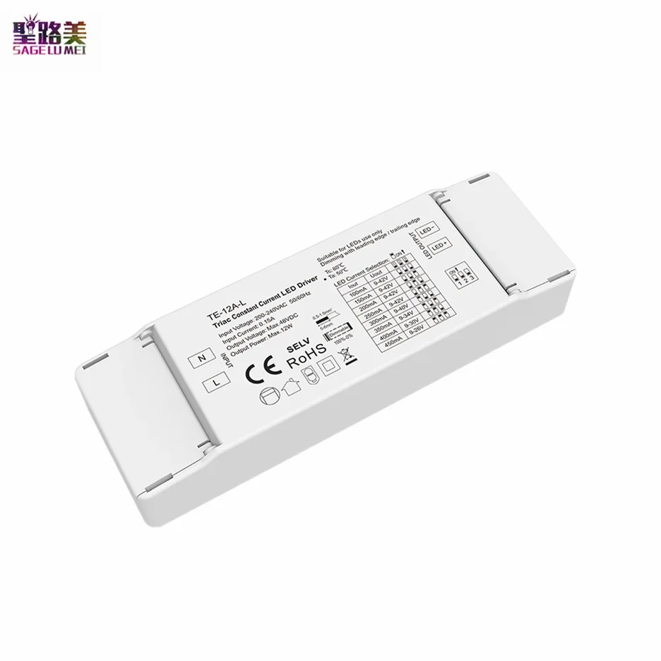 TE-12A-H 12W 350-700mA Triac ELV Constant Current LED Driver TE-12A-L 100-450mA CC Power Supply For Indoor LED Chip Lighting