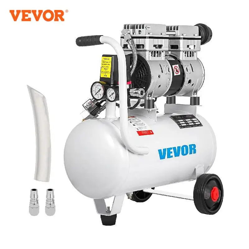 VEVOR-조용한 공기 압축기 9/25/30L, 휴대용 오일 프리 공기 압축기 펌프, 안전 솔레노이드 밸브, 워크샵 수리 타이어 인플레이션 