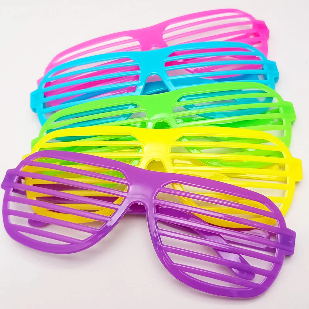 6/12 Stück Neonfarbene Shutter Shades Sonnenbrillen mit Schlitzen, 80er 90er Retro Disco Geburtstagsparty-Geschenk, Kreatives Geschenk – Detail 2