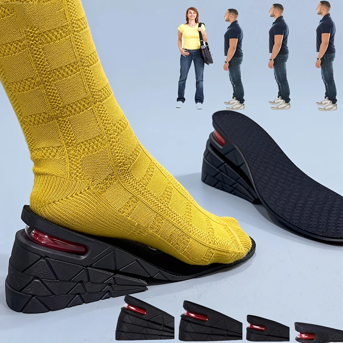 height Increasing Insole, Air Cushion Shoe Insole, 4-layer Heel, Men's And Women's Styles, 1 Pair