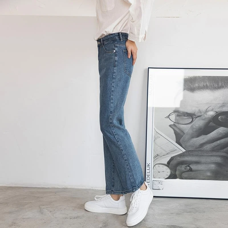 Men's 2026 Autumn New Straight Jeans Korean Style Loose Wide Leg Versatile Casual Pants