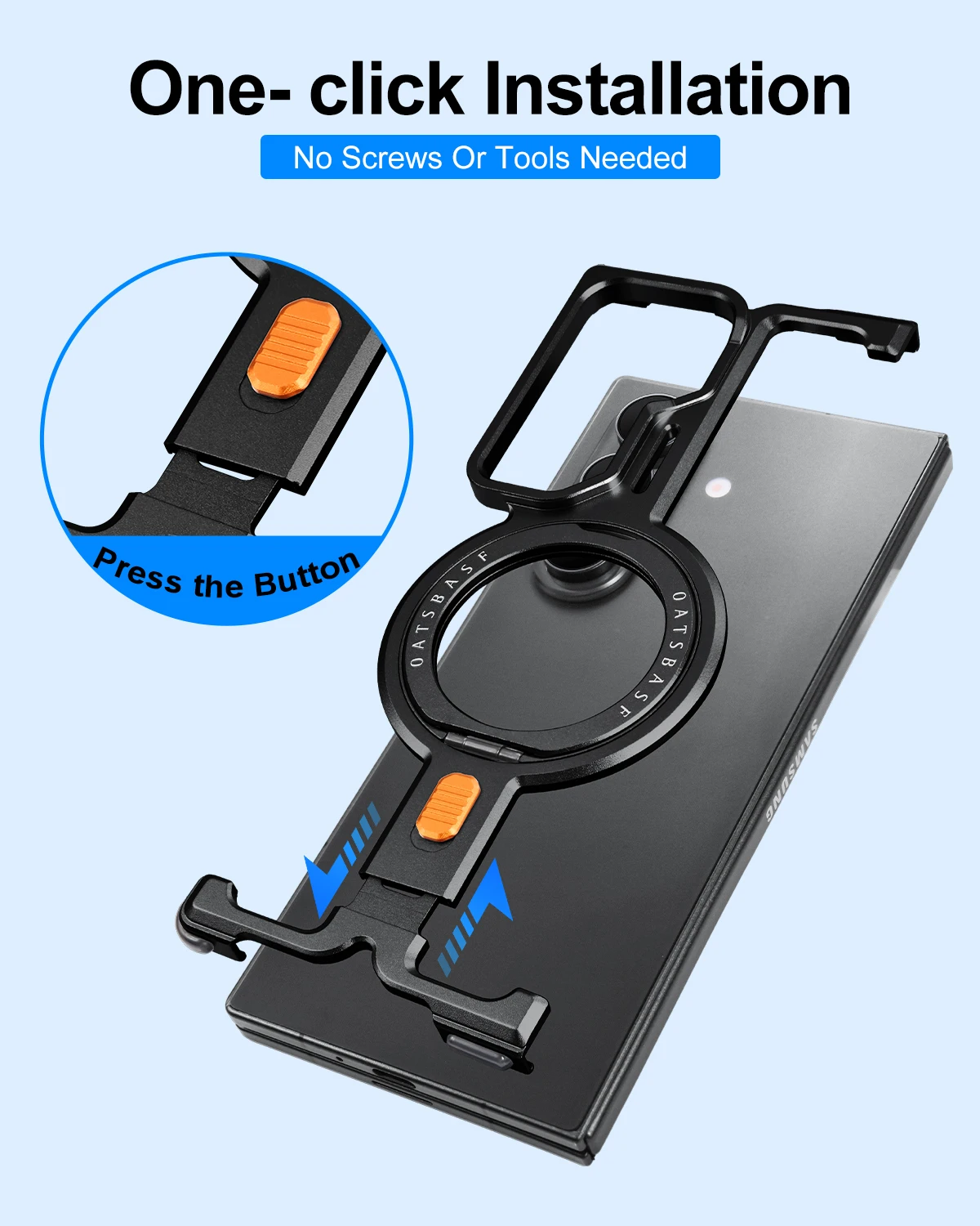 

Магнитный чехол для телефона Oatsbasf для Samsung Galaxy Z Fold 7 с 360° ° Вращающаяся кольцевая подставка с беспроводной зарядкой, металлическая безрамная крышка