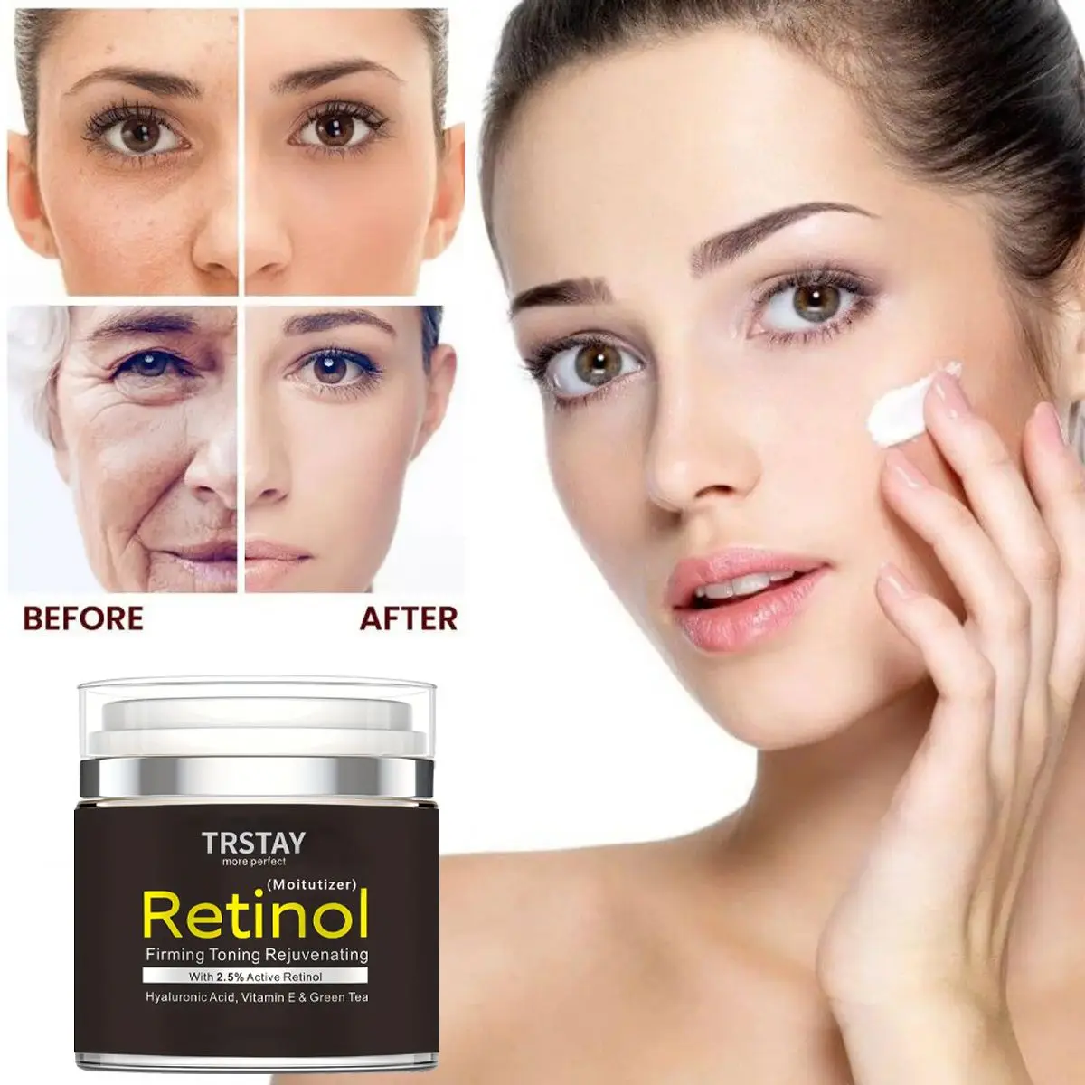 New Style Press type bottle Retinol Face Cream Skin Firmness Facial Moisturizer With Hyaluronic Women And Men Day And Night