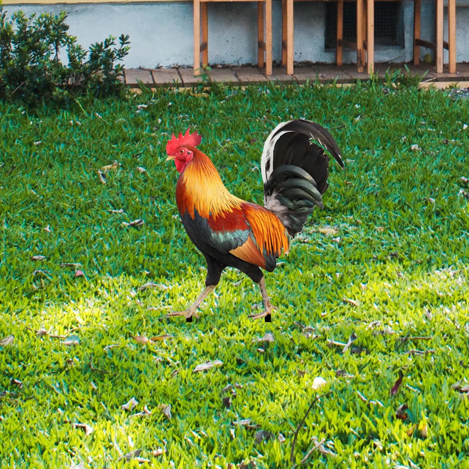 Rooster Statue Garden Stake Metal Ornament Decorative Lifelike Yard Art for Floor Courtyard Farmhouse Backyard Decoration