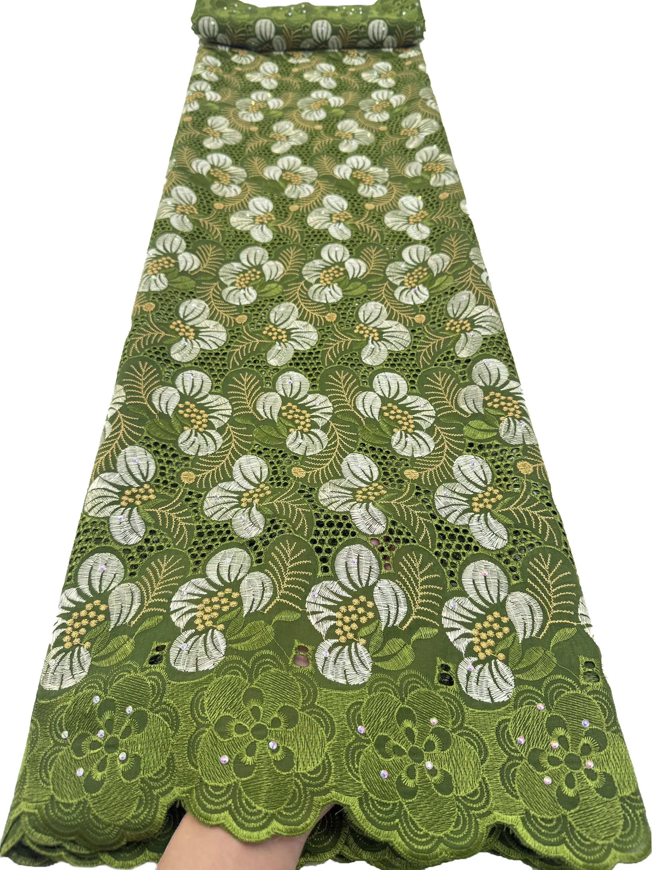 

5 Yards African Lace Fabric Cotton Swiss Voile Lace In Switzerland High Quality Nigerian Swiss Lace Fabric For Wedding Dress