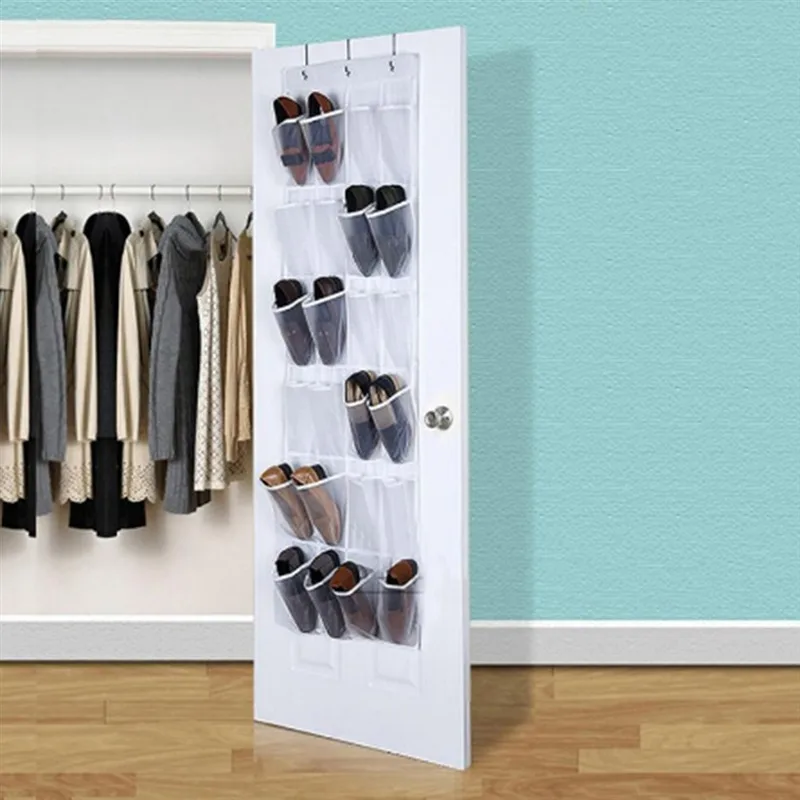 24 Pockets Shoes Organizer Rack Hanging Organizers Space Saver Hanging Over The Door Behind Closet Organizer Storage Hanger