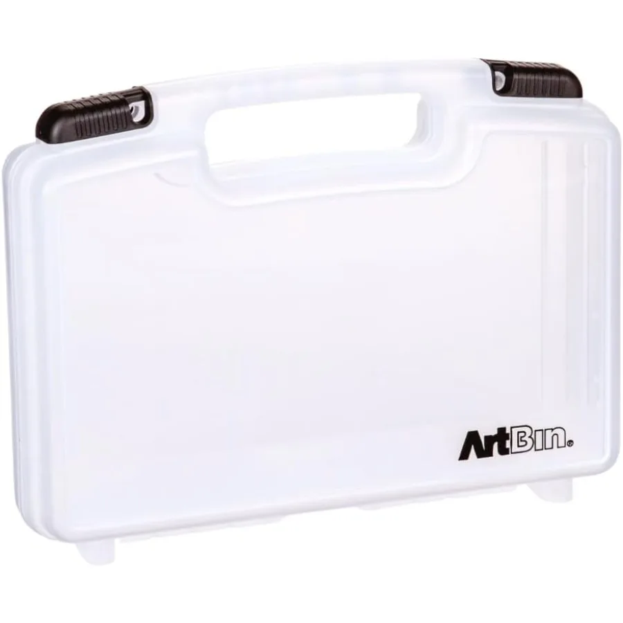 6977AB 12 inch Quick View Deep Base Carrying Case Portable Art Craft Organizer with Handle for Artists and Crafters Transparent