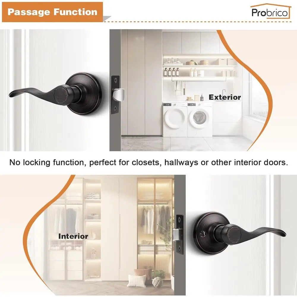 Oil Rubbed Bronze 3-Pack Interior Lever Door Locks without Keys