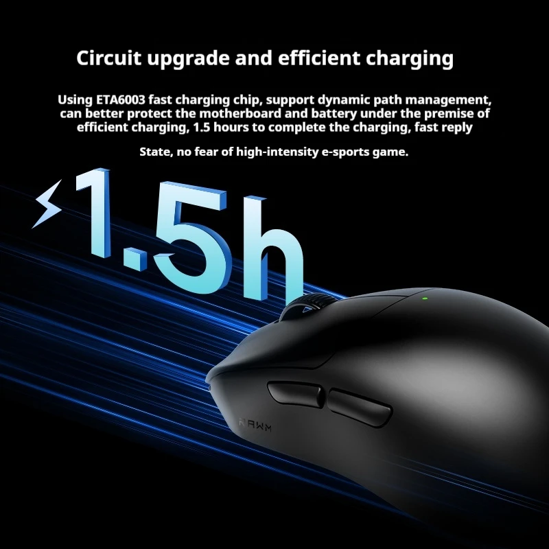 RAWM ES21 Pro Wireless Mouse Lightweight Gaming E-sport Ergonomic Rechargeable PAW3395/PAW3950 8KHz Nordic 52840 30000DPI