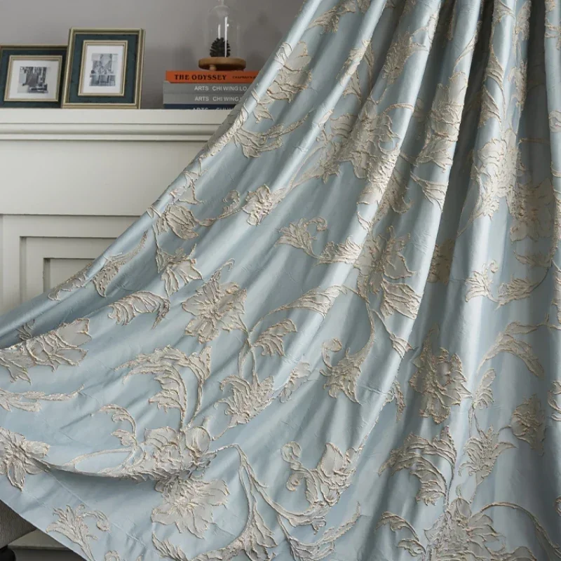 

Curtains for Living Dining Room Bedroom Embossed Fabric French Retro Style High-precision Jacquard Blackout Light Luxury