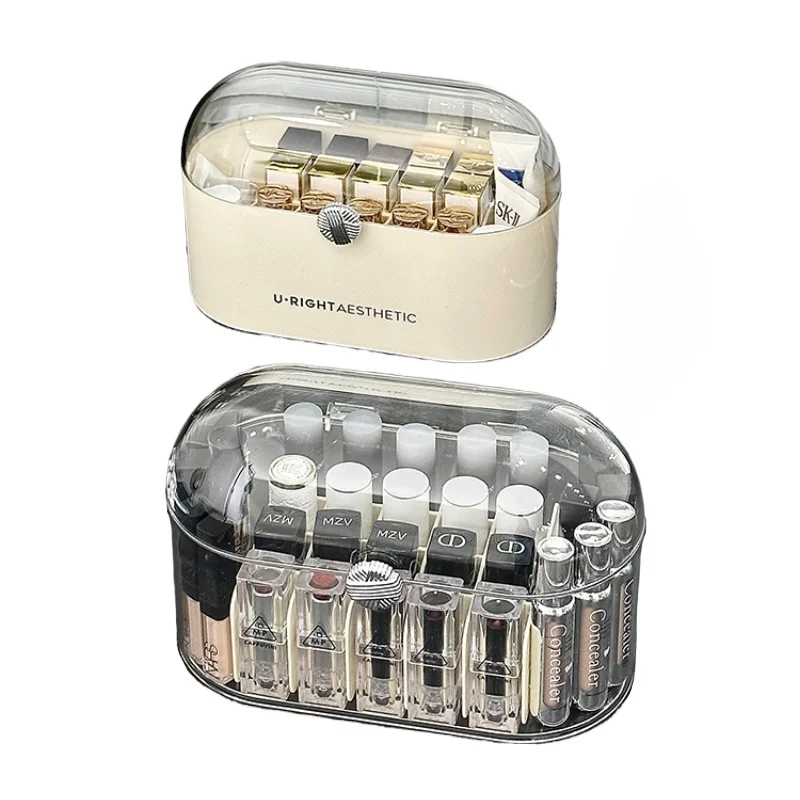 

~~Desktop lipstick storage box with lid, dustproof dresser, cosmetic shelf, transparent grid finishing box