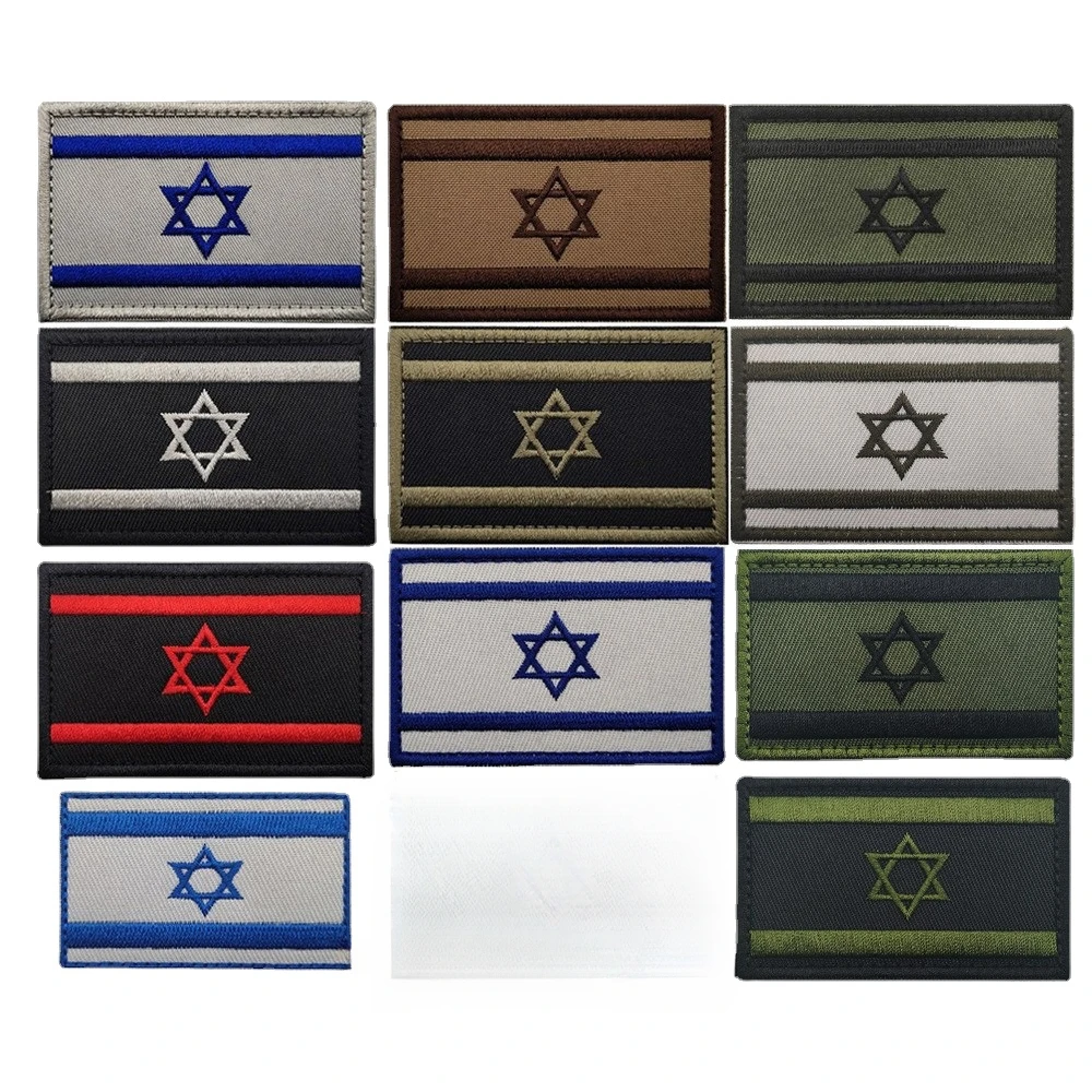 Israel Nation Flag Embroidery Patches Hook and Loop Style Multi Colors Optional Skull Banner Morale Badges for Caps Jackets Bags