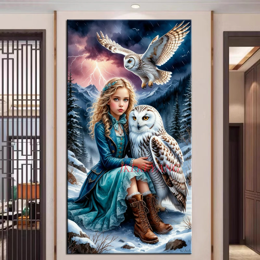 

Fantasy Girl and Owl Fox Phoenix Picture DIY Diamond Painting Cross Stitch Full Drills Diamond Mosaic New Collection Home Decor