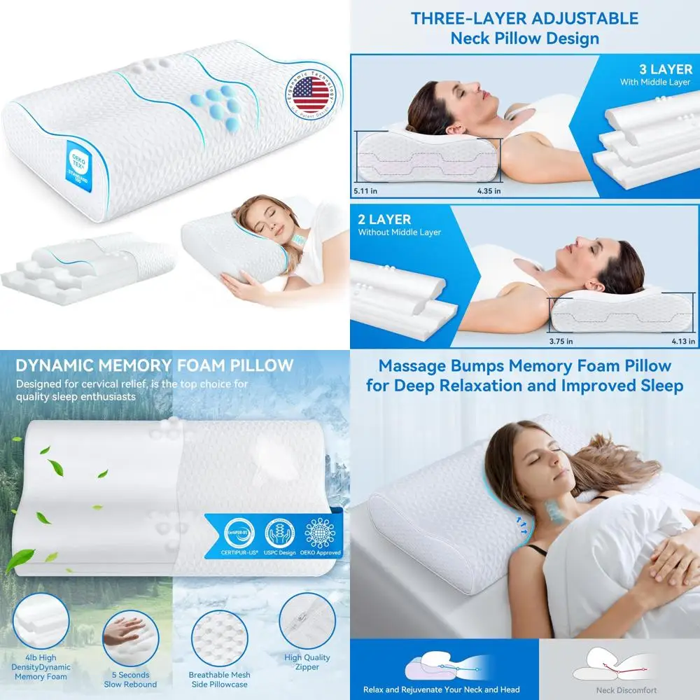 

Ergonomic Queen Size Cooling Memory Foam Pillow for Neck and Shoulder Pain Relief