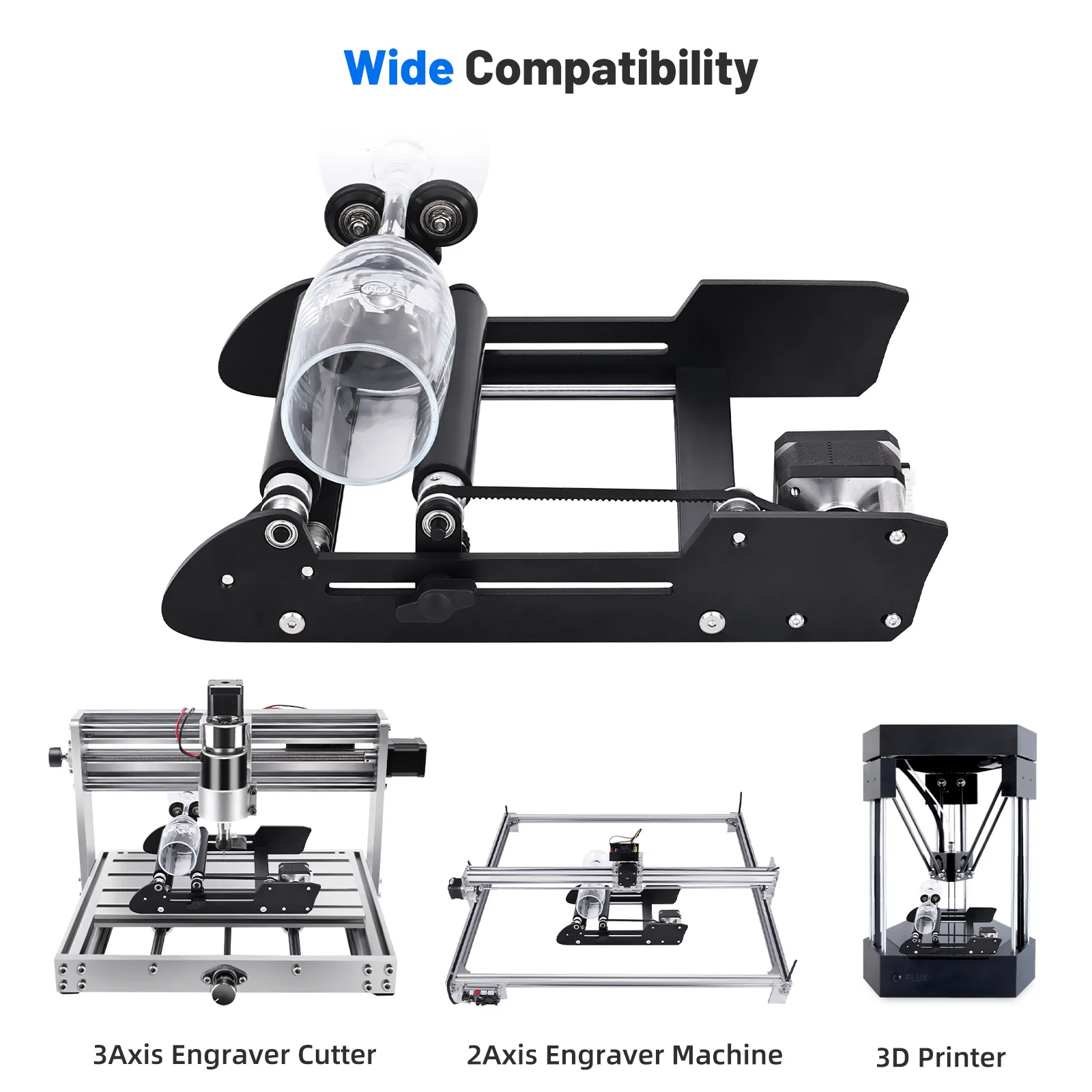 Yofuly CNC 회전 롤러, 레이저 조각기, 3D 프린터용 Y축 회전 모듈, CNC 레이저 타각기, 360 ° 회전