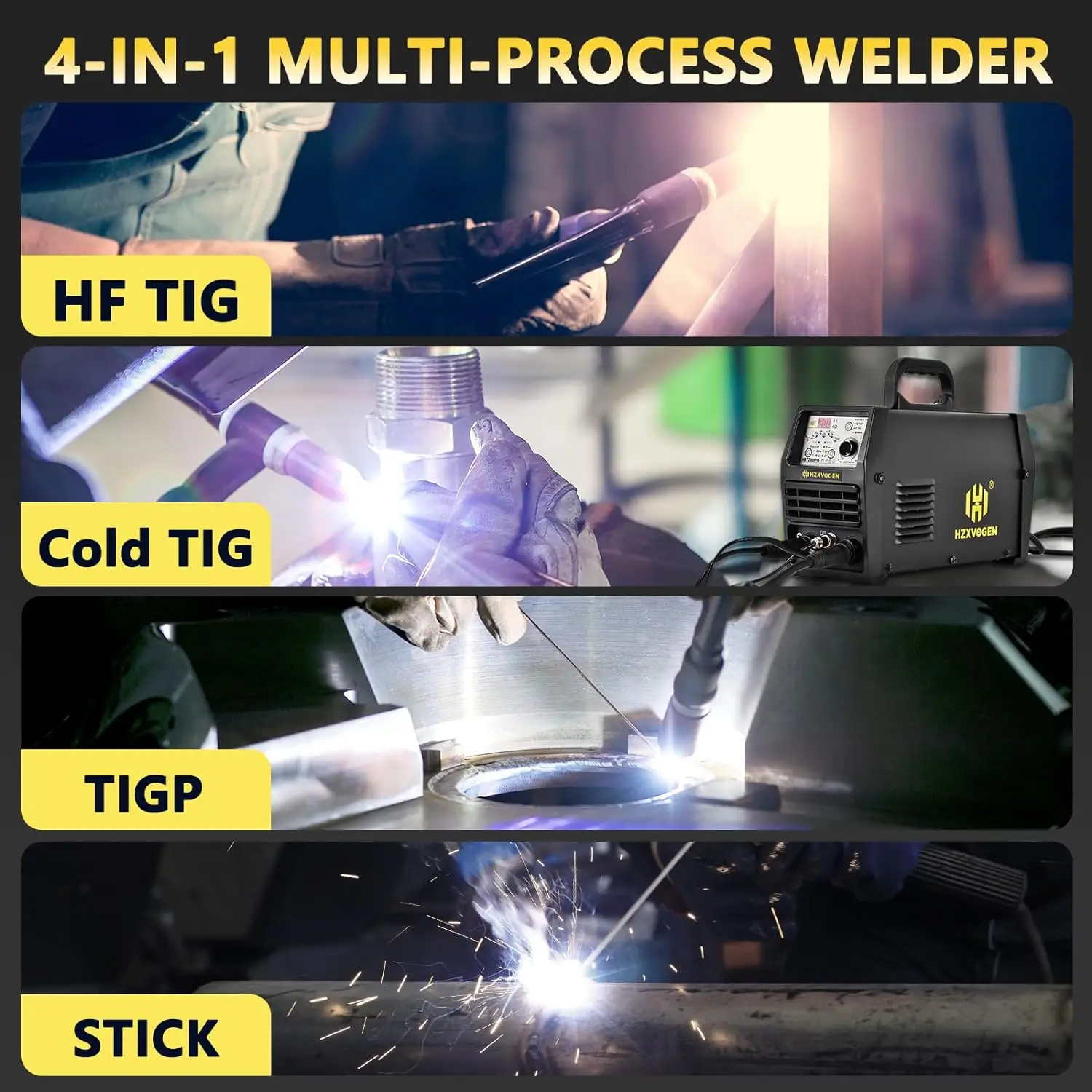 Imagem -02 - Máquina de Solda Tig Frio Hzxvogen Arc Stick Welder Tig Spot Pulso 145a Ajuste 1-900ms hf Hbt2000pii