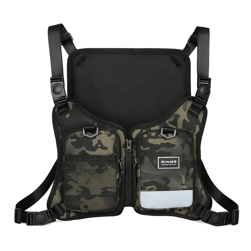 Chaleco táctico militar para hombre, bolsa de pecho para deportes al aire libre, Hip hop, Fitness, Top protector reflectante, chaleco para ciclismo y pesca