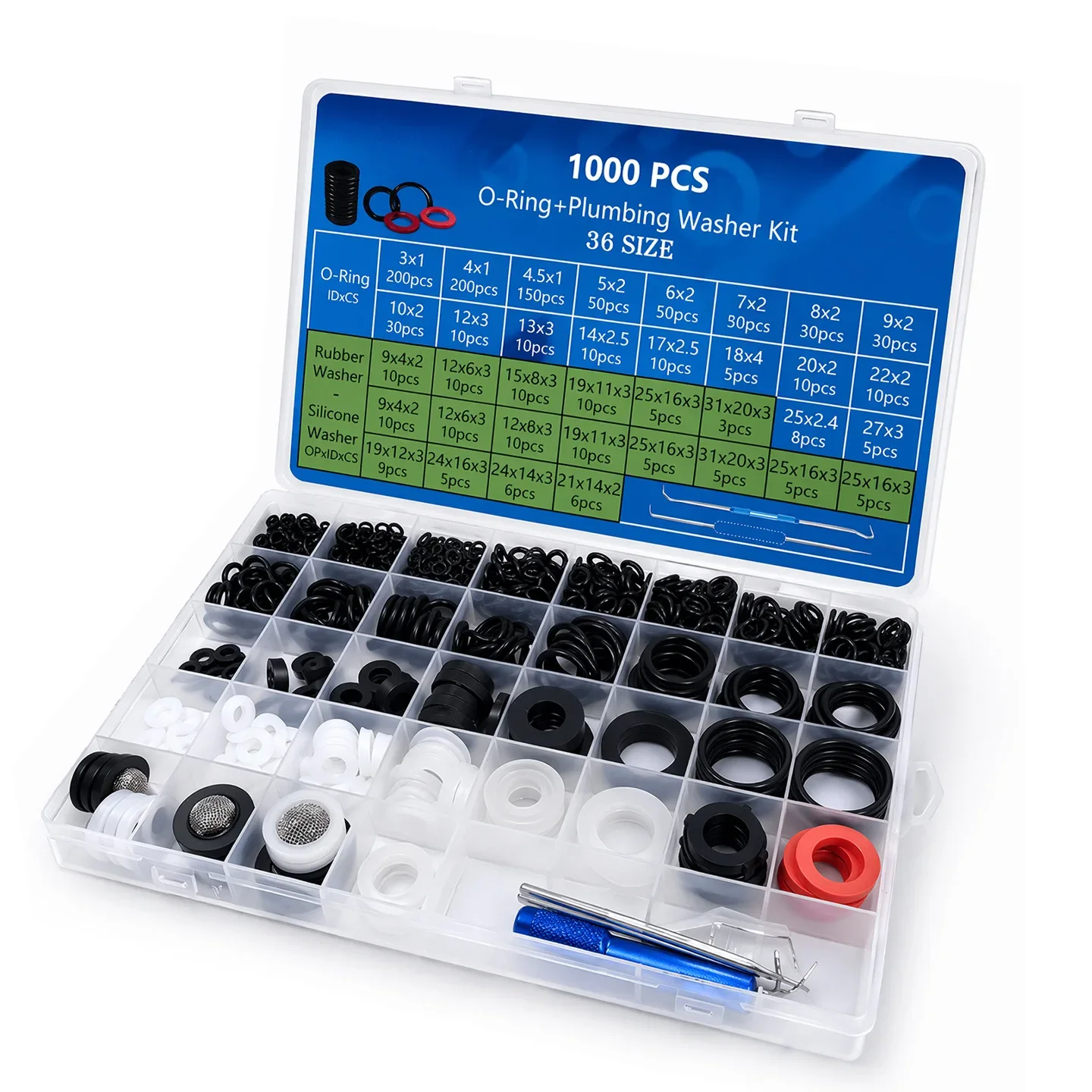 1000 Pcs O Ring Set Rubber Silicone Washers 36 Different Sizes For Plumbing Faucet Water Pipe Auto Applications